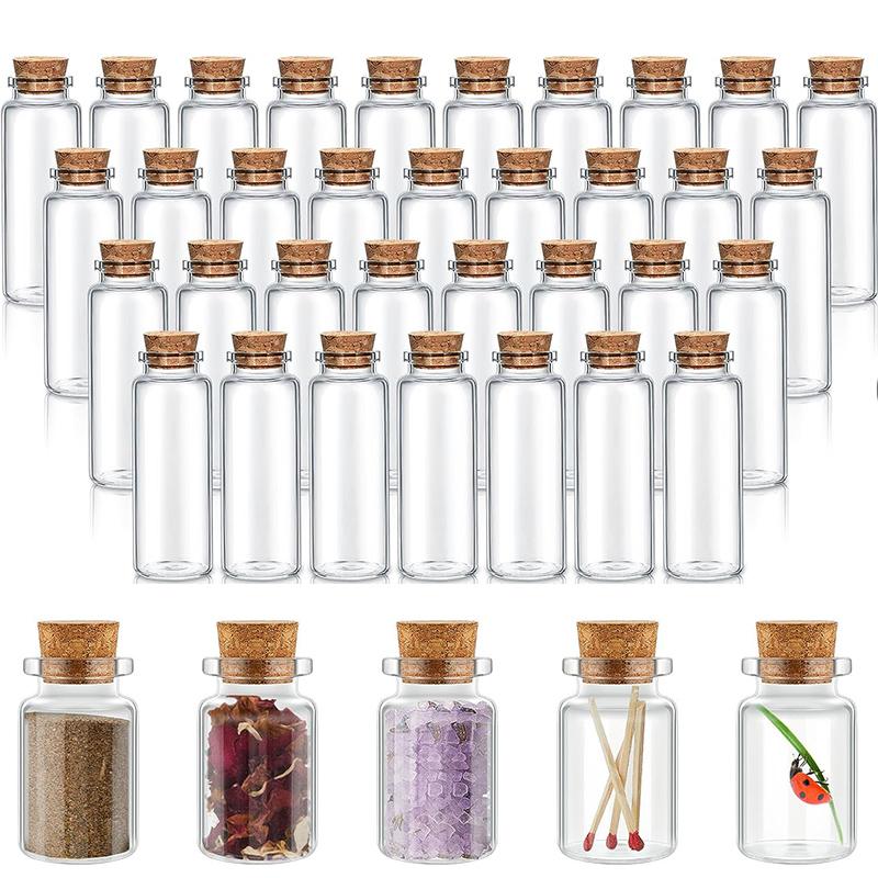 Bottle Stopper Set - 10pcs Small Glass Bottles with Clear