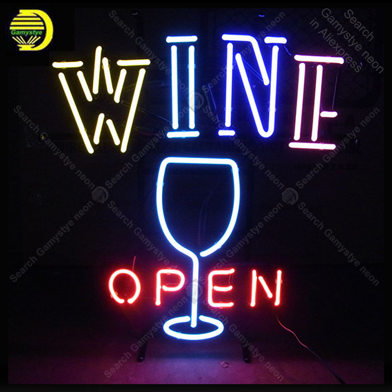 Wine Beer Store - Neon Sign for OPEN WINE and