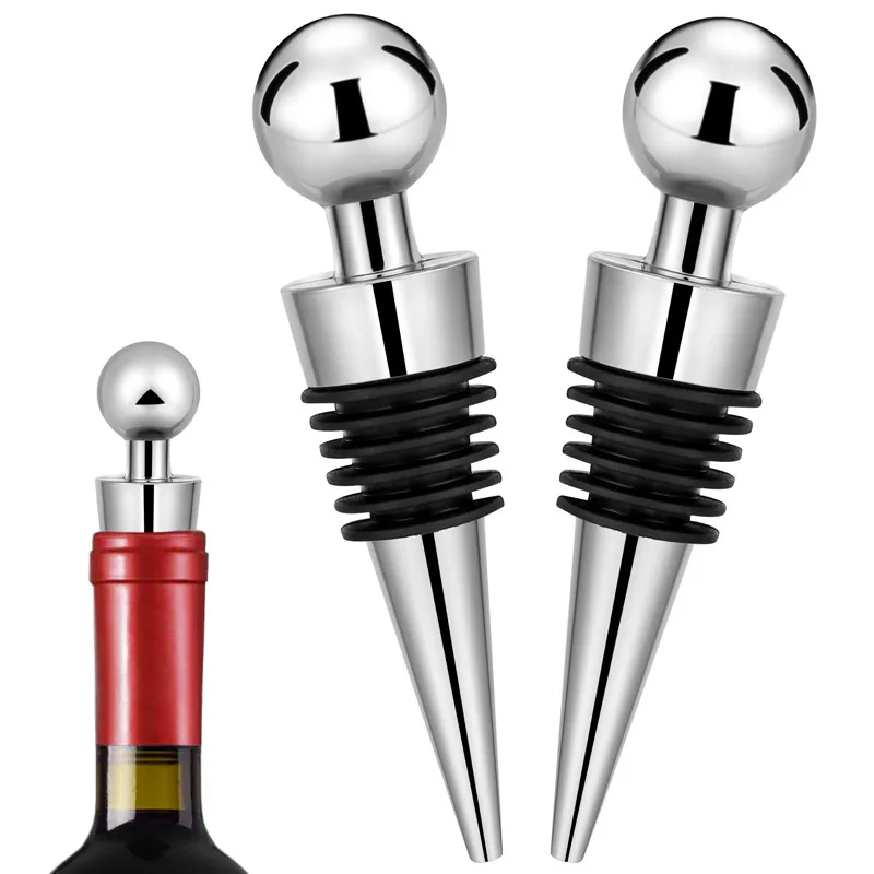 Bottle Stopper Set - 2pcs/set Silver Bottle Stopper Round Ball