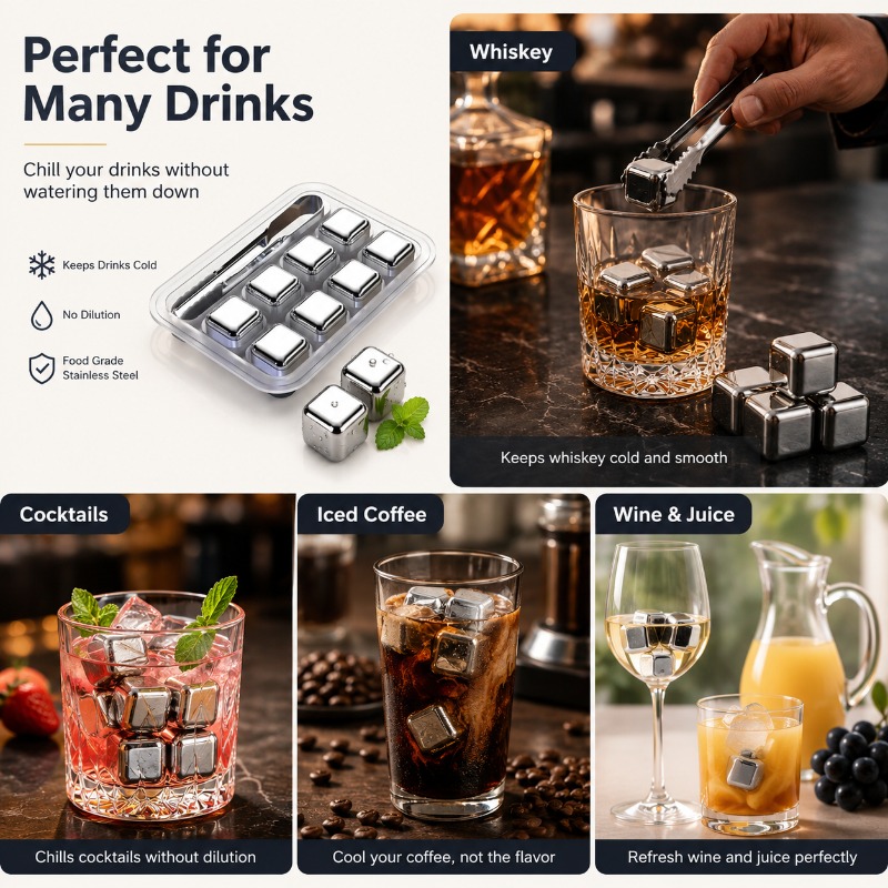 4/6/8/12pcs Stainless Steel Ic - Beer Wine Reus ulasan dan harga
