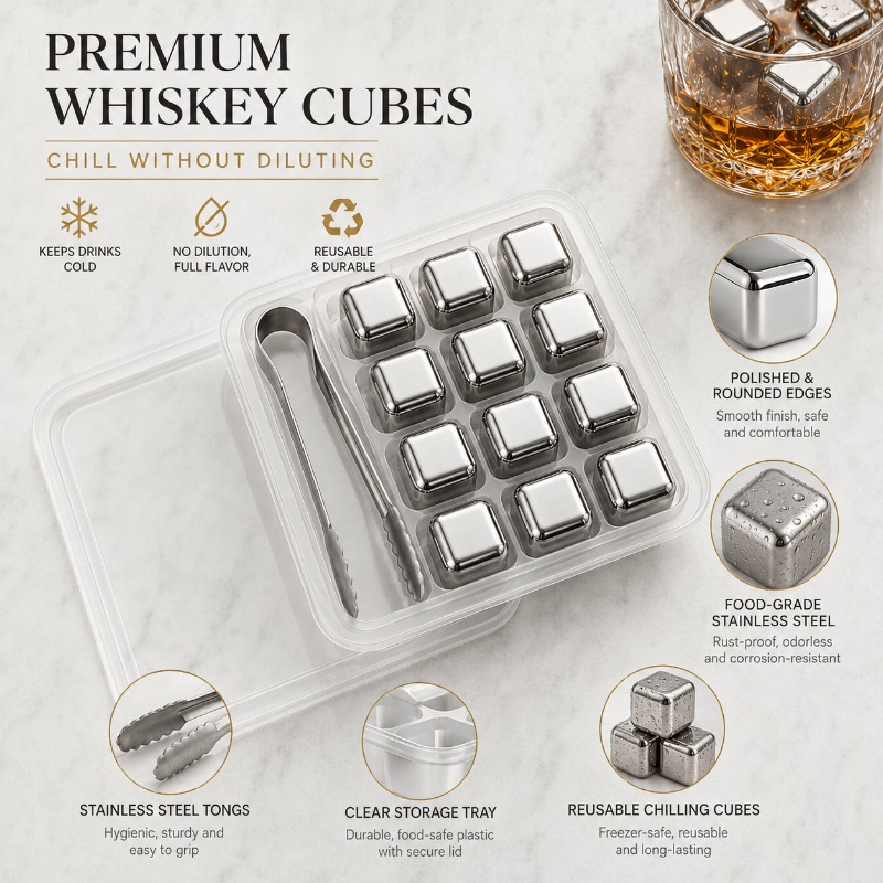 4/6/8/12pcs Stainless Steel Ic - Beer Wine Reus ulasan dan harga