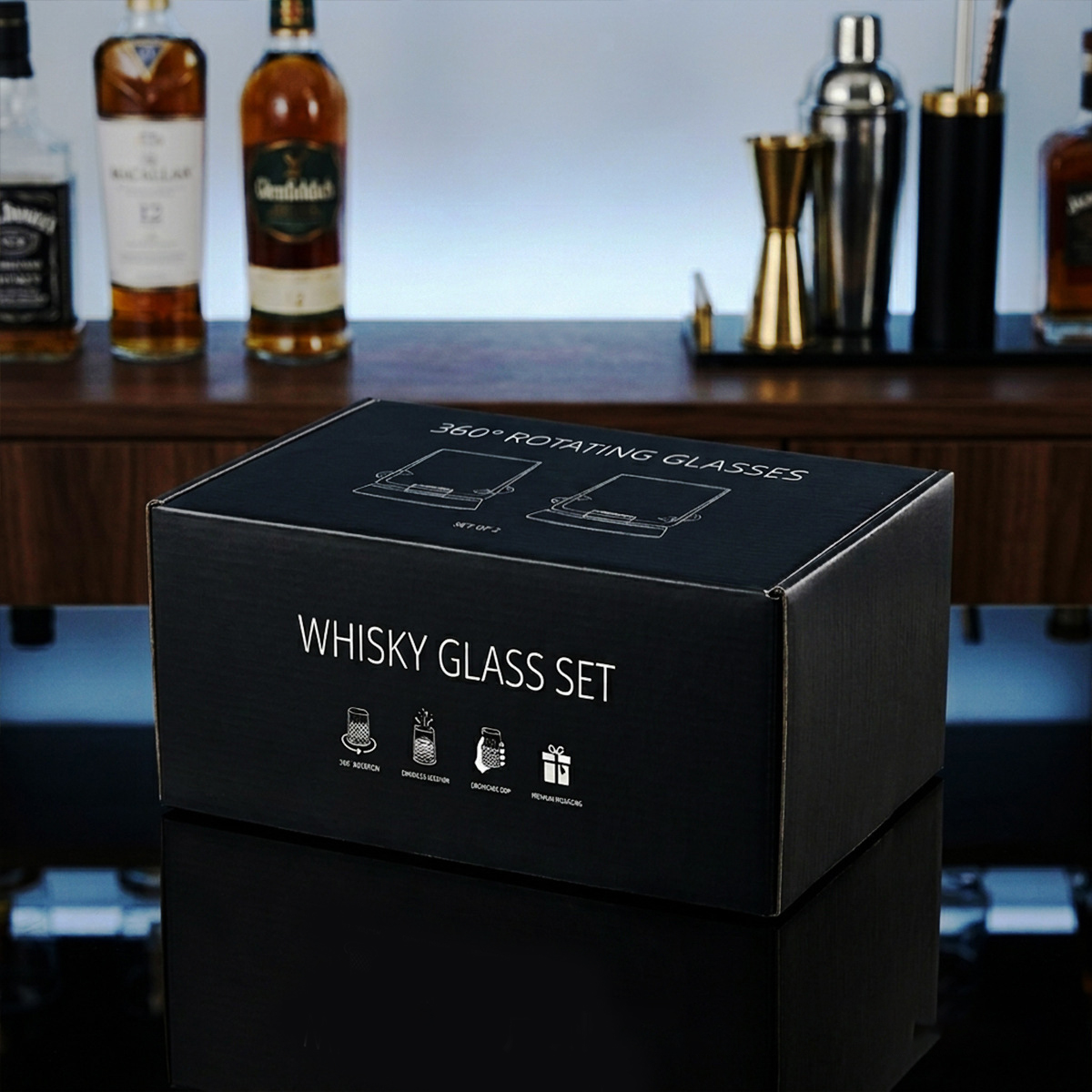 1 Pair Rotating Whiskey Glass  - Wine To Beer To Liquor ulasan dan harga
