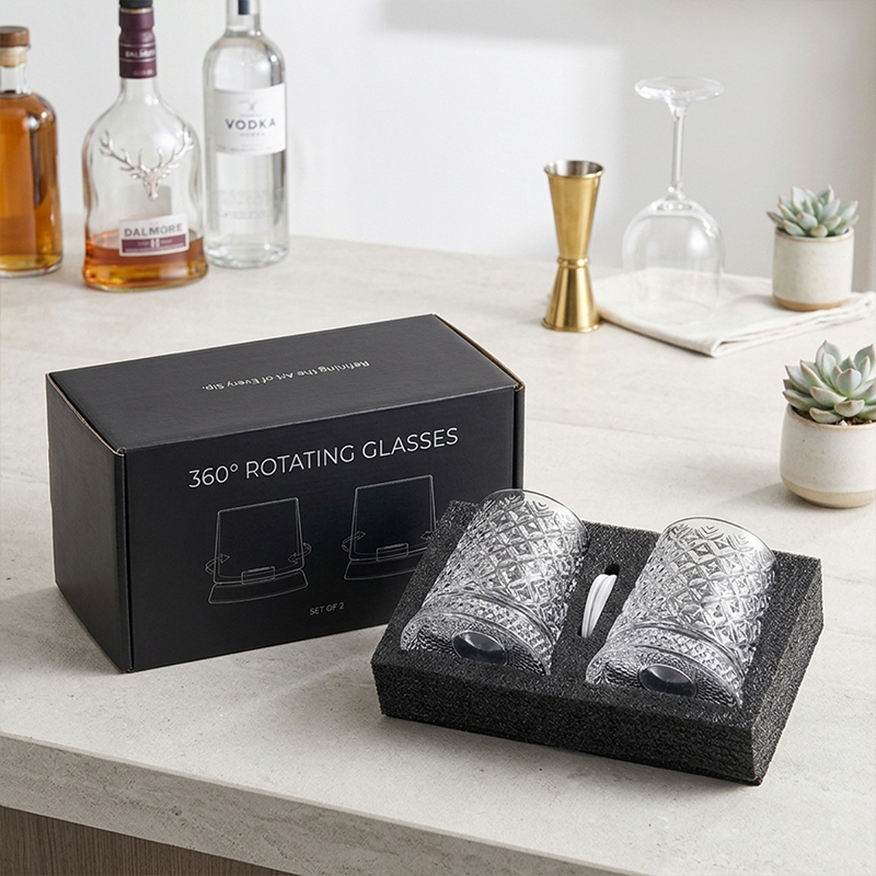 1 Pair Rotating Whiskey Glass  - Wine To Beer To Liquor ulasan dan harga