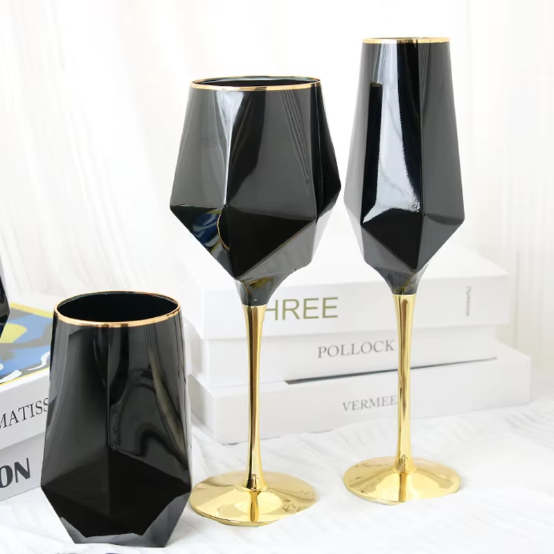 Pure Black Crystal Golden Edge - Wine In Beer Glass ulasan dan harga