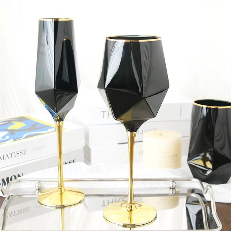 Pure Black Crystal Golden Edge - Wine In Beer Glass ulasan dan harga